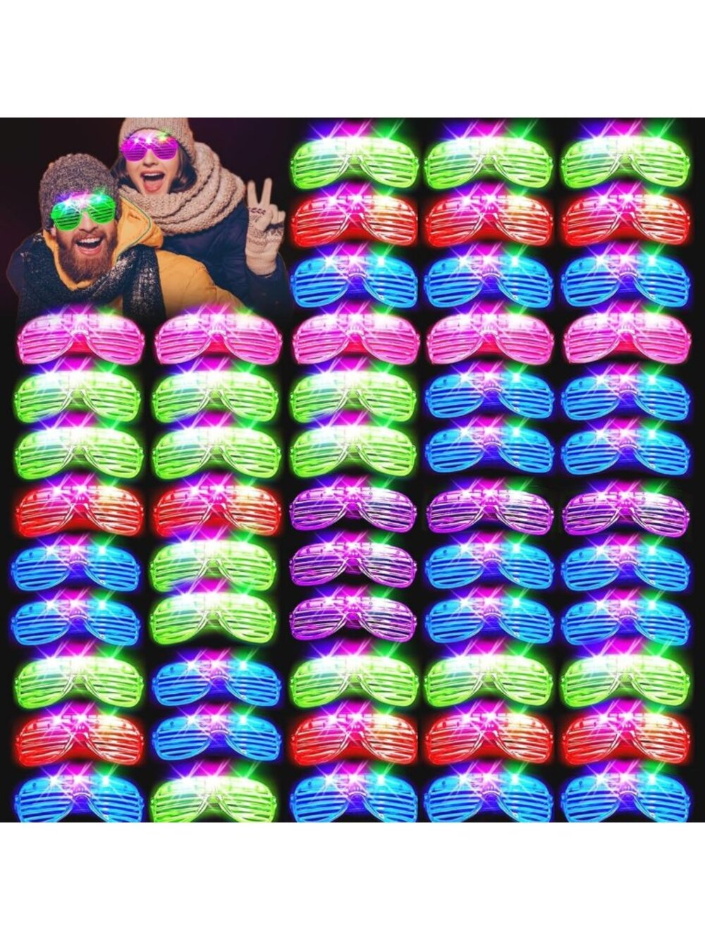 150PCS Light Up Glasses - 5 Colors, 3 Modes, Glow in the Dark Party Supplies